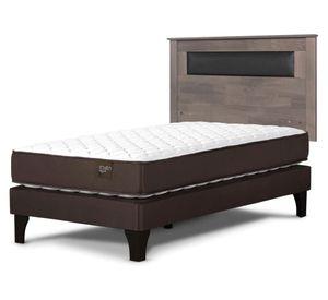 Cama europea Ergo T 1 plaza + respaldo Ferrara gris