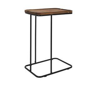 Mesa lateral Acacia natural/negro 55x40x30 cm