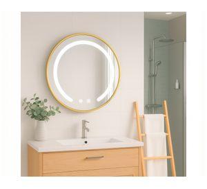Espejo led redondo dorado 3 50x50 cm