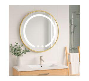 Espejo led redondo dorado 3 60x60 cm