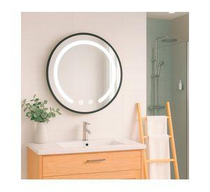 Espejo led redondo negro 3 50x50 cm
