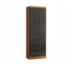 Clóset 2 puertas 4 cajones café negro 182x62x40 cm