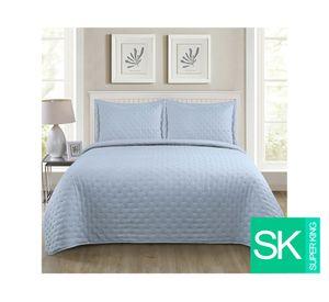 Quilt microfibra Roma celeste Súper King