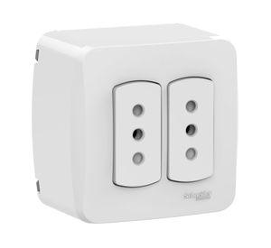 Casquete armado enchufe doble 10A 250V blanco
