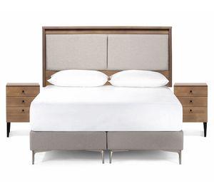 Set respaldo + velador Paul 2 plazas latte