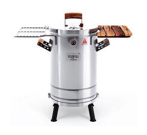 Ahumador barril parrilla y asador Mediano Premium plateado