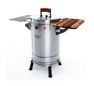 Ahumador barril parrilla y asador Mediano Premium plateado