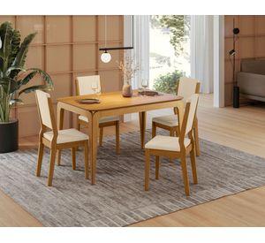 Comedor 4 sillas Arezzo beige 80x120x80 cm