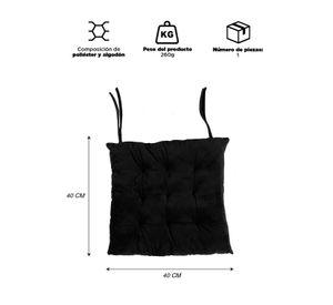 Cojín para Silla Negro 40x40 cm