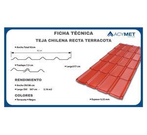 Teja metálica Chilena recta 0.035x92x377 cm terracota