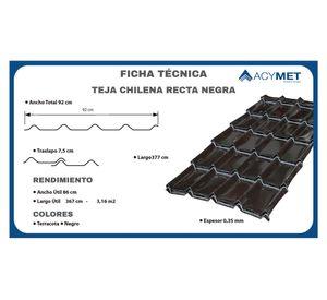 Teja metálica Chilena recta 0.035x92x377 cm negro