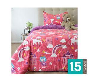 Plumón con sherpa Outboss Kids unicornios 1.5 plazas D3