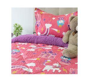 Plumón con sherpa Outboss Kids unicornios 1.5 plazas D3