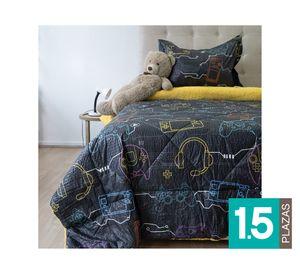 Plumón con sherpa Outboss Kids gamer 1.5 plazas
