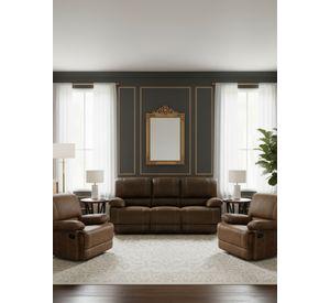 Living Sofá 3 Cuerpos Reclinable Castle Café + 2 Bergers 98023R4