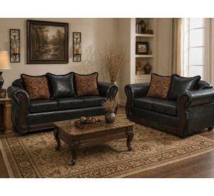 Juego de Living 3 2 Sofia PU Negro