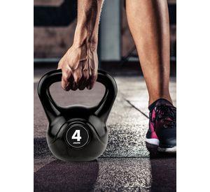 Kettlebell Mancuerna Pesa Rusa Cemento 4 Kg Negro