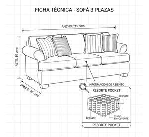 Juego de Living 311 Antonia cafe sofa con resortes + 2 sitiales madera