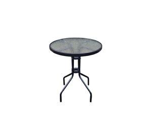 Mesa de terraza de vidrio y acero 70x60 cm Negra