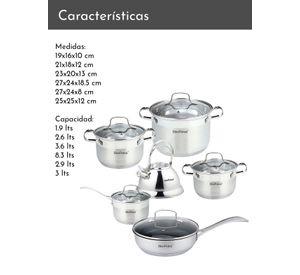 Batería 12 piezas acero inoxidable Múnich