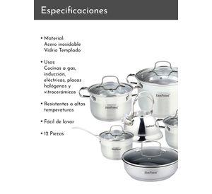Batería 12 piezas acero inoxidable Múnich