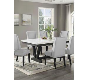 Set de Comedor 6 Sillas Rodeus + Mesa de Centro Mármol Blanco