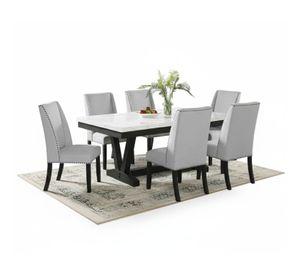 Set de Comedor 6 Sillas Rodeus + Mesa de Centro Mármol Blanco
