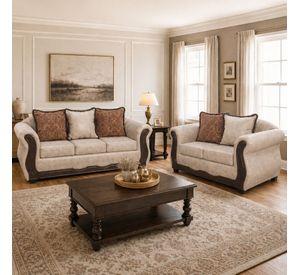 Juego de Living 3 2 Sofia PU Beige
