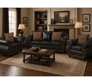 Juego de Living 3 1 1 Sofia PU Negro