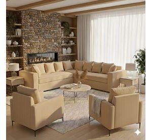 Living 311 Baco seccional mas 2 poltornas color beige productos con resortes