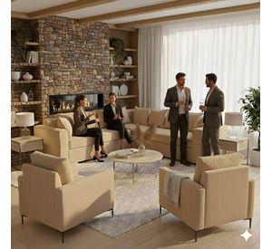 Living 311 Baco seccional mas 2 poltornas color beige  productos con resortes