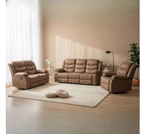 Living Reclinable Sofá 3 Cuerpos + Sofá 2 Cuerpos + Berger Café Norman SET2011LFBR