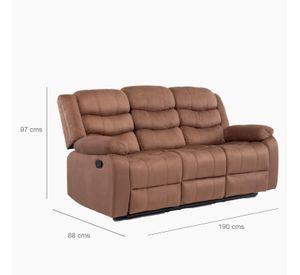 Living Reclinable Sofá 3 Cuerpos + Sofá 2 Cuerpos + Berger Café Norman SET2011LFBR