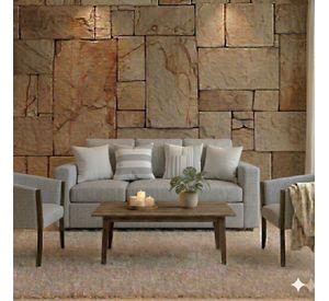 Living 311 Kabul gris sofa 3 cuerpos + 2 sitiales madera