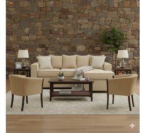 Living 311 Havanna beige seccional 3 cuerpos con resortes + 2 sitiales