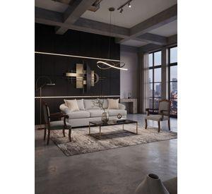 Juego de Living 311 Antonia gris claro sofa con resortes + 2 sitiales madera