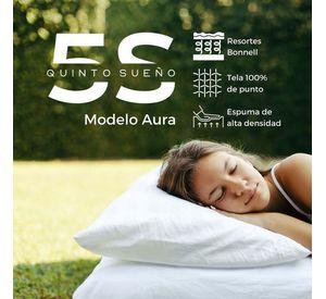Cama Europea 1 Plaza Aura + Respaldo Tubular Madera Rosado