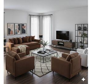 Living 311 lehmann cafe seccional resortes + 2 poltronas resortes
