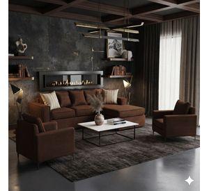 Living 311 lehmann cafe seccional resortes + 2 poltronas resortes