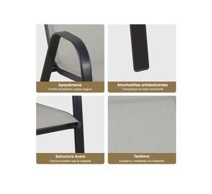 PACK 4 SILLAS DE TERRAZA TEXTILENO Y ACERO