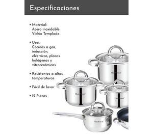 Batería 12 piezas acero inoxidable Hamburgo