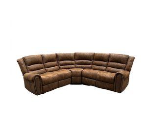 Sofá Seccional Reclinable 5 Cuerpos Moderno Cuero Viejo Café Castle