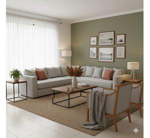 Living 311 Seccional con resortes+ 2 Sitiales Metropolitan Gris Claro