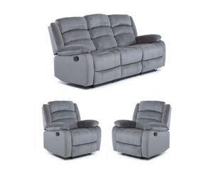 Living Sofá 3 Cuerpos Reclinable Martell Café + 2 Bergers 98060