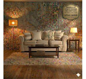 Living  311 Facundo , beige tipo lino sofa mas sitial home