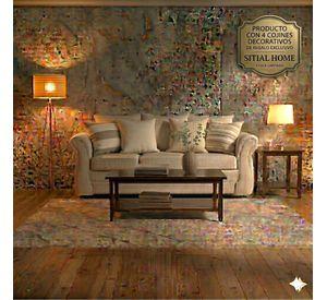 Living  311 Facundo , beige tipo lino sofa mas sitial home