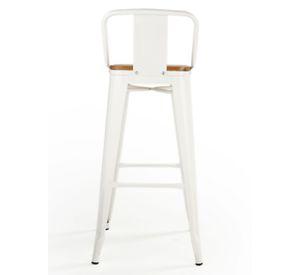 Pack 4 Pisos Bar Tolix Asiento Madera Blanco