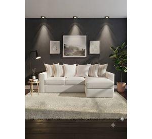 Sofá Intercambiable 5 Cuerpos Baco Blanco Hueso Resorte Pocket