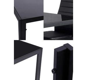 Comedor Mesa Vidrio 75x80x120cm + 4 Sillas Pu Negro