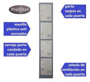 Locker Casillero Metalico 1 Cuerpo 4 Puertas